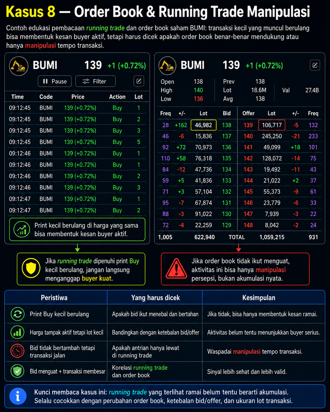 Kasus 8 - Order Book dan Running Trade Manipulasi BUMI