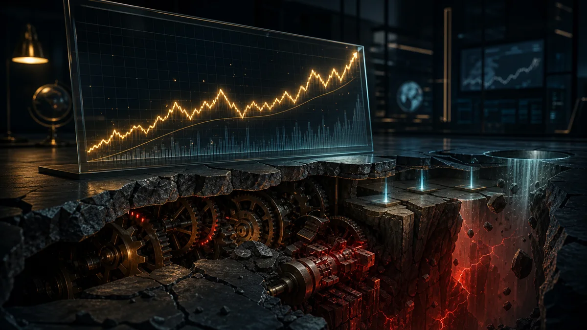 Ilustrasi kontras kurva profit backtest dan risiko live trading