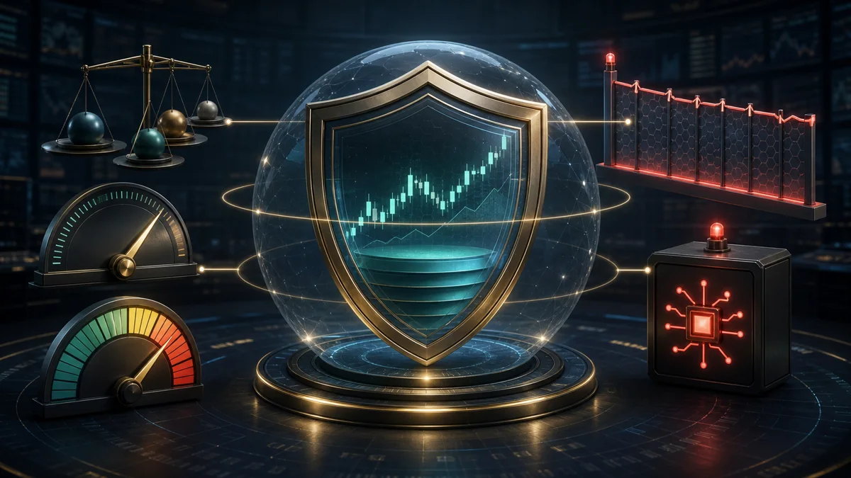Ilustrasi perisai risiko pada posisi futures dan grafik volatilitas